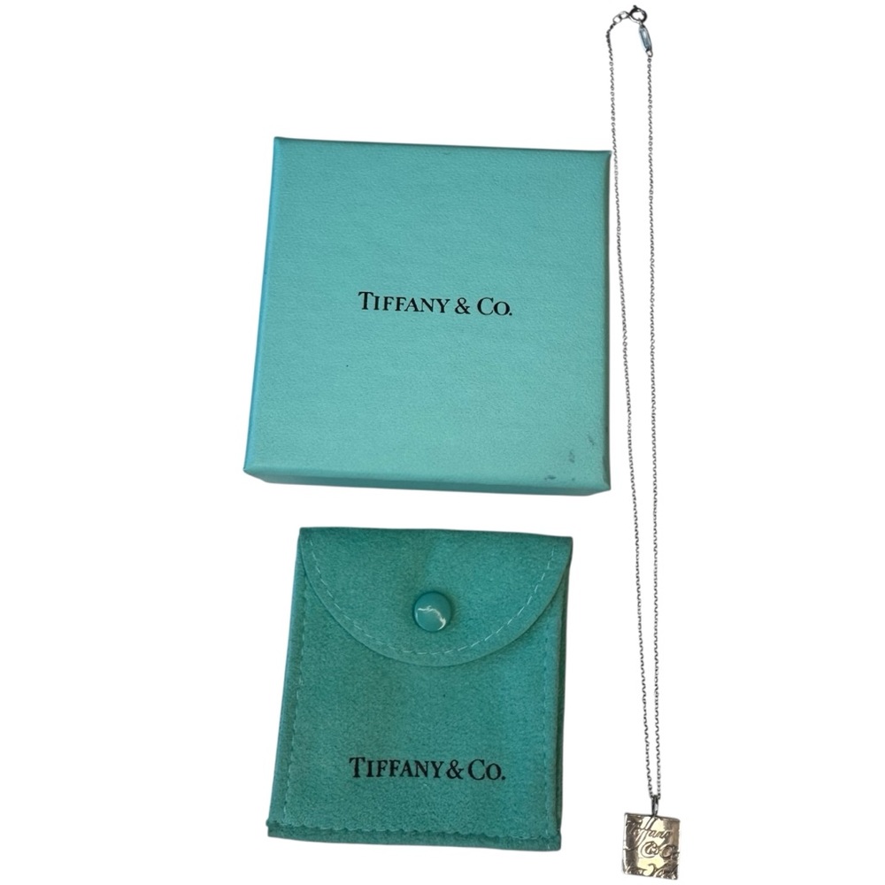 TIFFANY & CO. Square Notes Pendant Necklace Sterling Silver + 16" chain Timeless - Picture 2 of 5